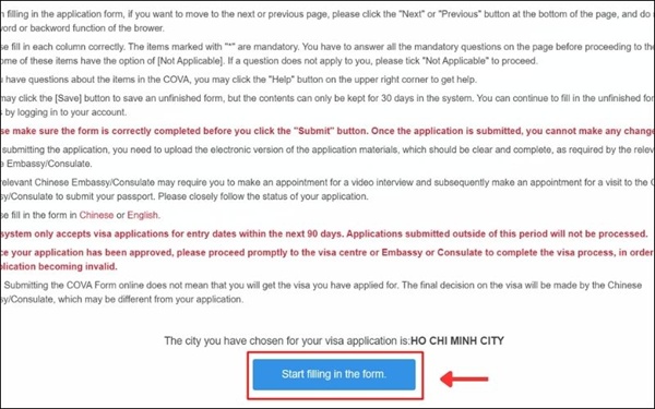 Đọc kỹ các điều khoản trước khi bắt đầu khai form