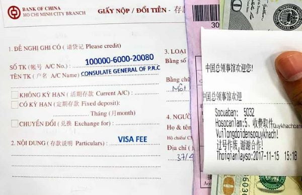 Chi phí xin visa công tác Trung Quốc