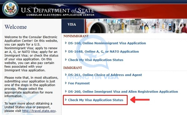 Kiểm tra tình trạng visa Mỹ trên website CEAC