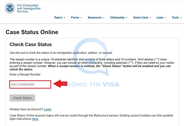 Kiểm tra tình trạng visa Mỹ qua website USCIS