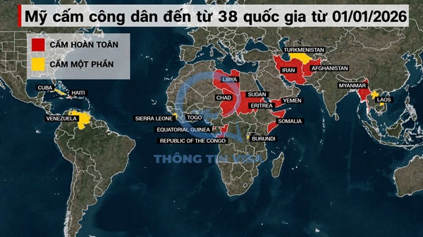 Cấm công dân đến từ 38 quốc gia nhập cảnh Mỹ
