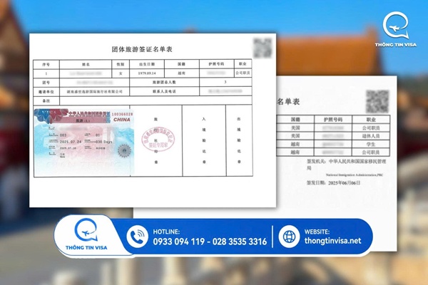 Visa đoàn Trung Quốc