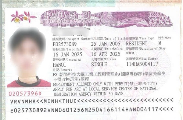 Visa du học Đài Loan