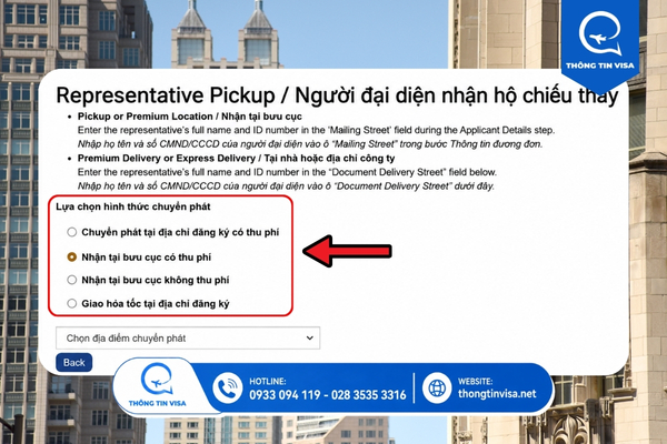 Chọn phương thức giao nhận hồ sơ