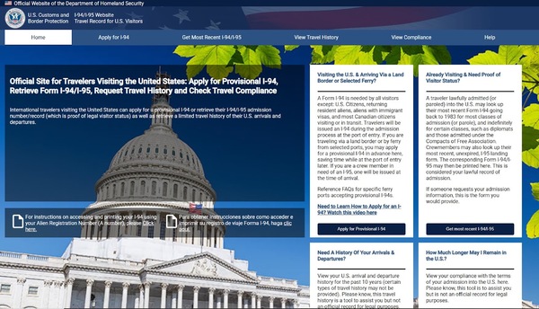 Website điền form I-94